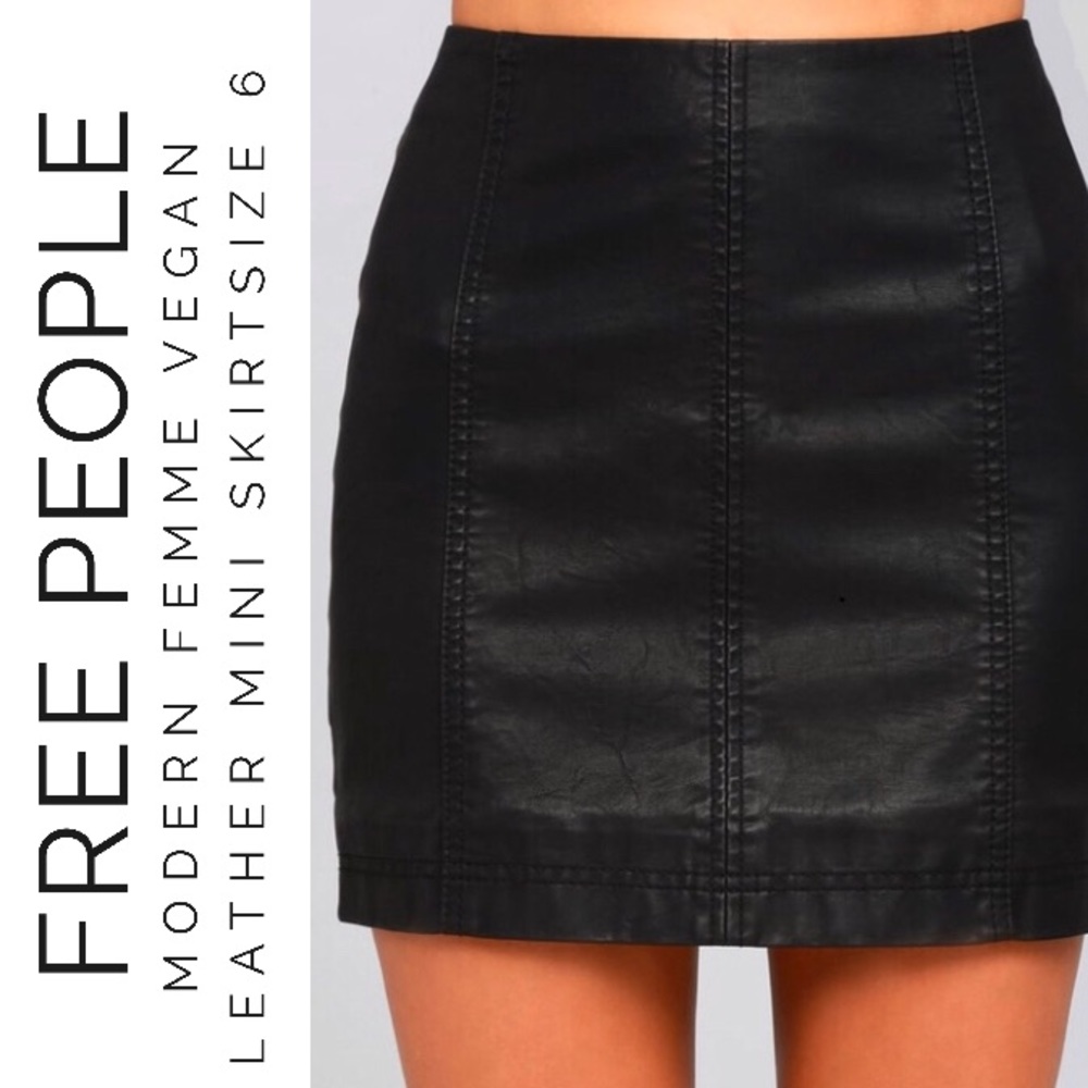 Free People Femme Faux Leather Mini Skirt Size 6